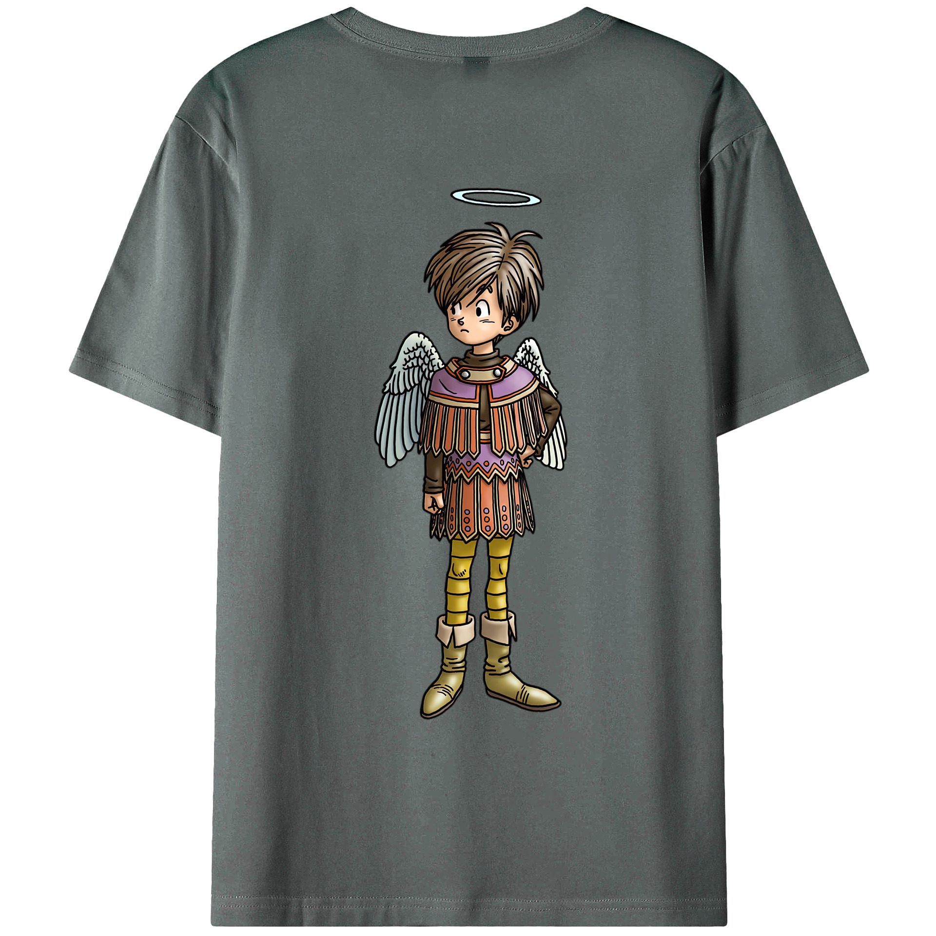 （画像用） ドラゴンクエスト Doragon Kuesuto Dragon Quest 綿100％ メンズ半袖Tシャツ（バックプリント） 通気性